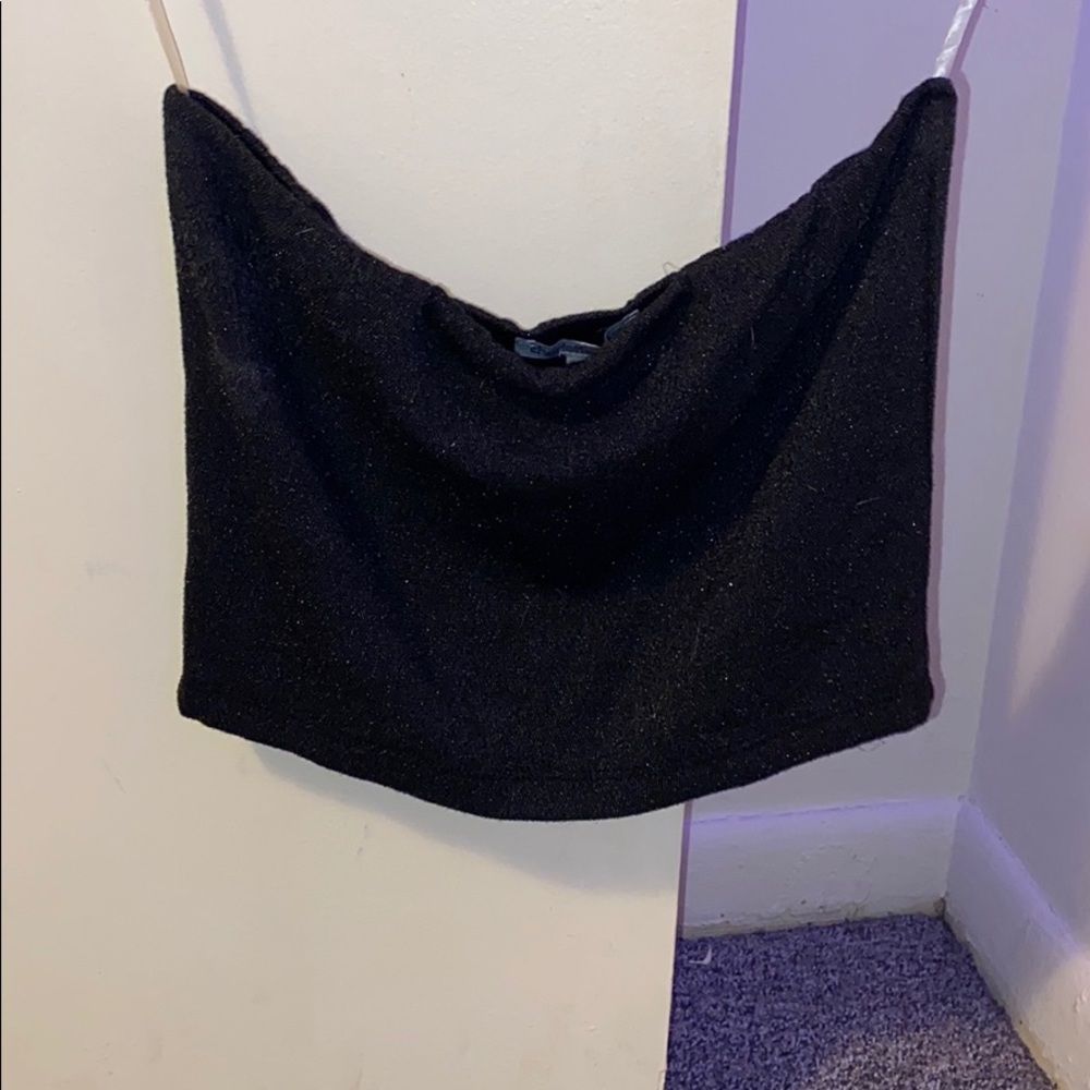Black bandeau glitter top